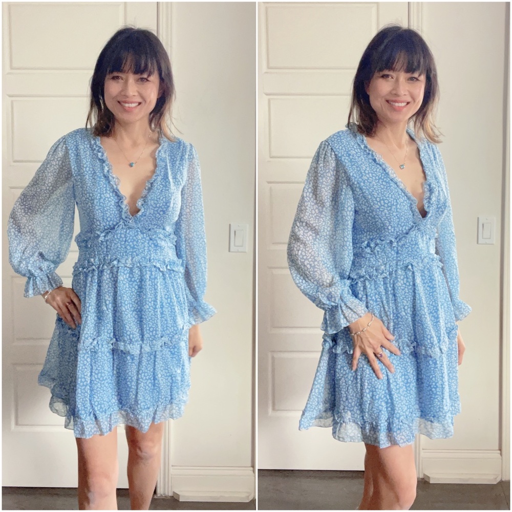 022 Boho Print V neck open back ruffle dress - Picture 11 of 13